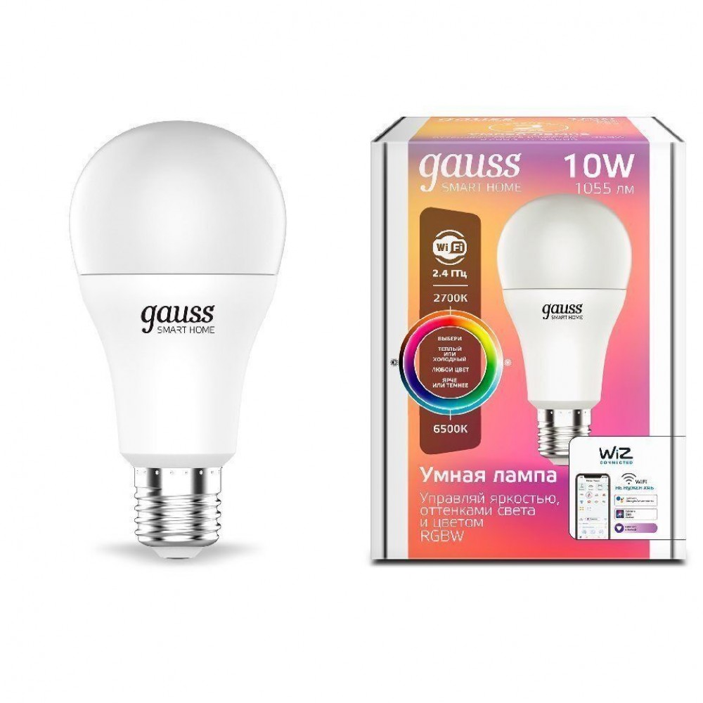 Gauss LED Լամպ  Smart Home A60 10W 1055lm 2700-6500К E27 RGBW+Դիմեր