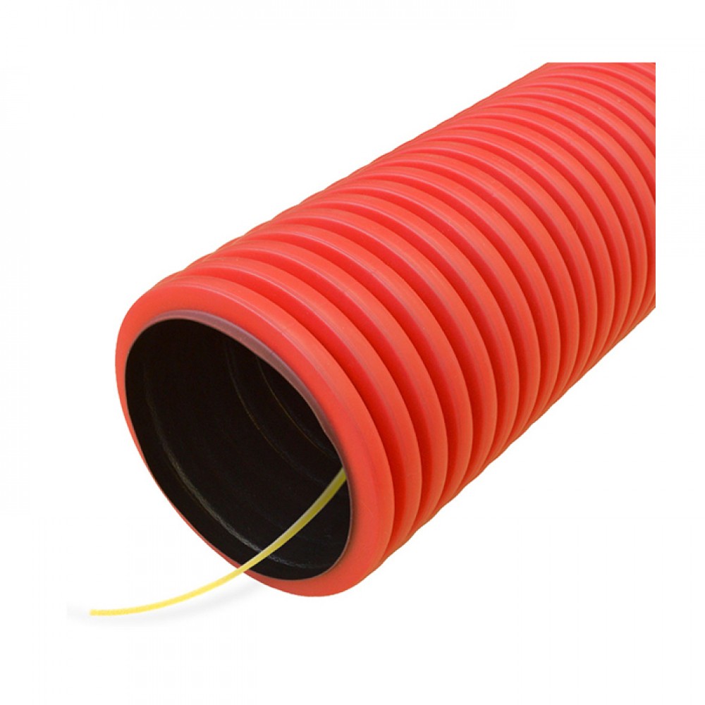 Труба гофрированная двустенная ПНД гибкая тип 450 (SN8) с/з красная д160 (50м/уп) Промрукав
