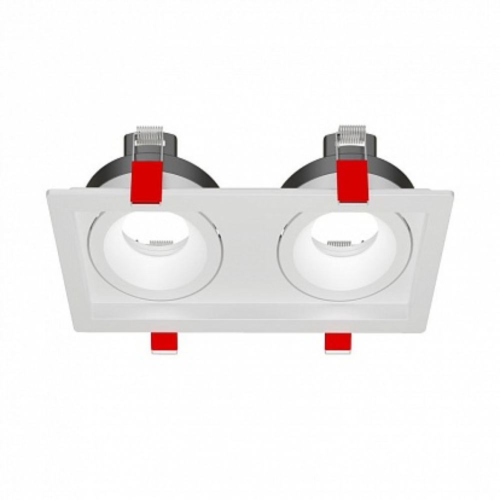 Рамка для модульного светильника "ВАРТОН" FLEX 50 11 двойная встраиваемая 110х220х55мм RAL9010 поворотная